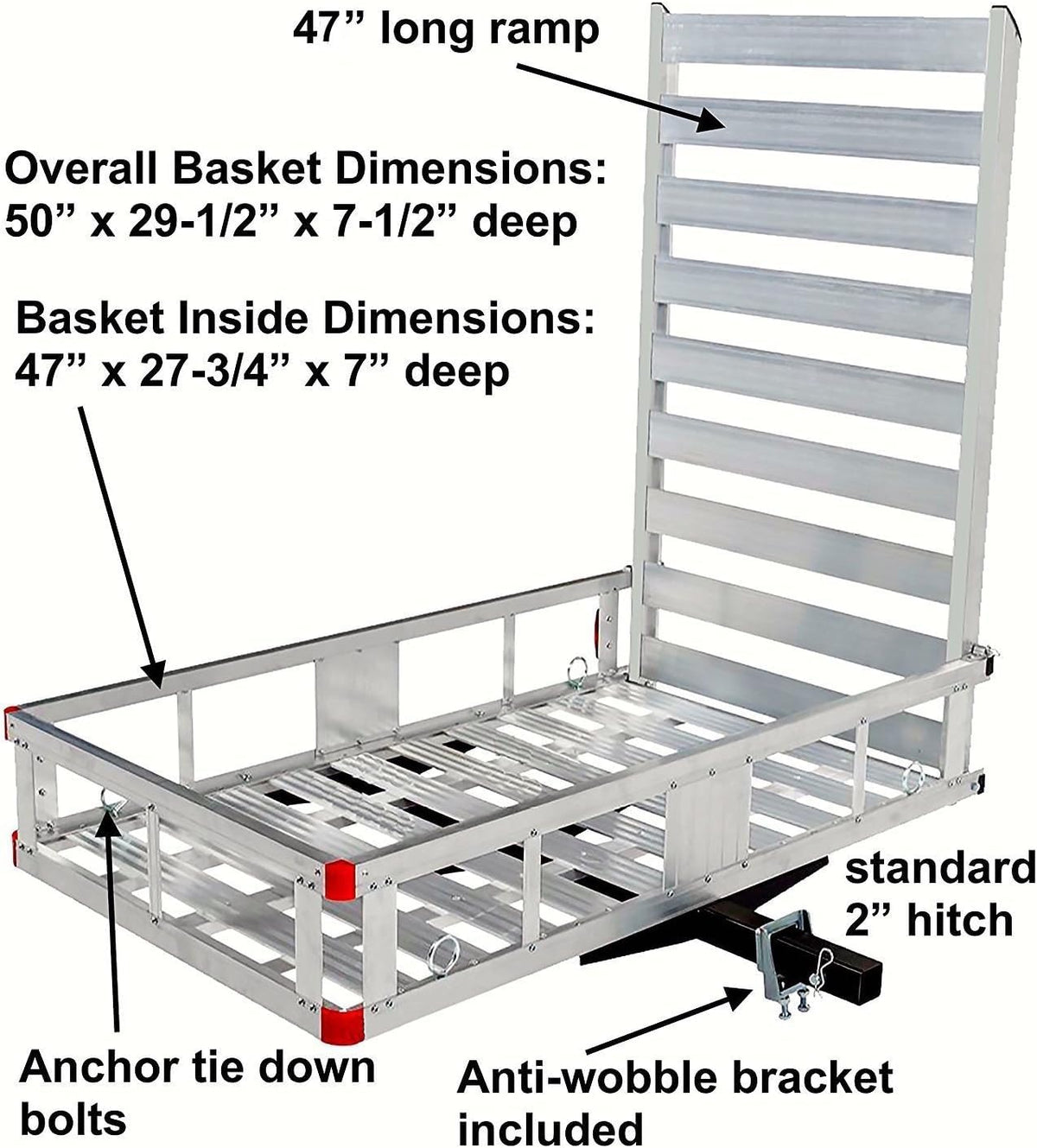 Aluminum Hitch Mount Wheelchair Carrier with 47" Ramp B7880