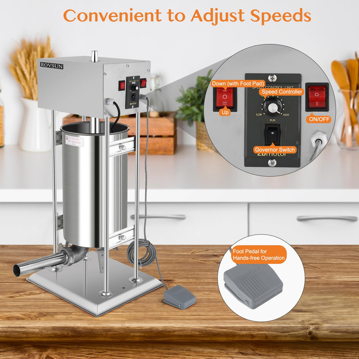 10L Electric Stainless Steel Sausage Stuffer with 5 Stuffing Tubes A976