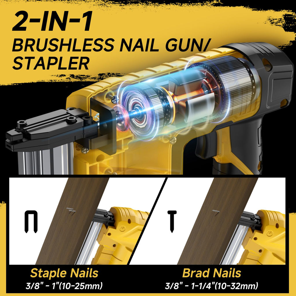 Cordless 18GA Brad Nailer & Stapler with 1000 Nails & Staples E348078
