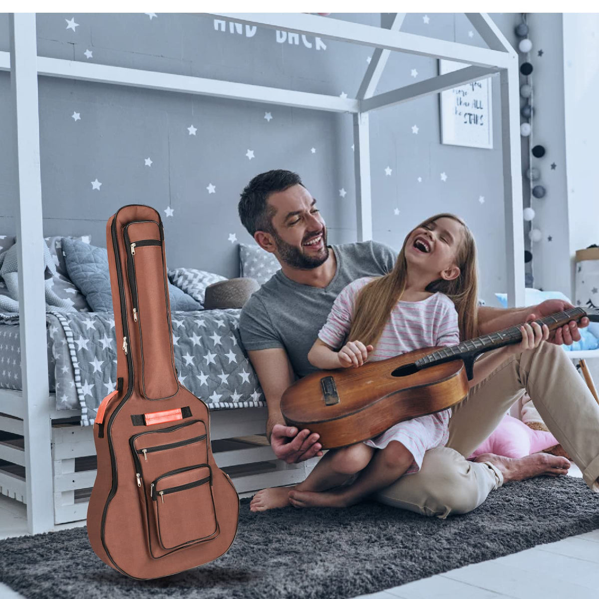 40 41 42 Inches 6 Pockets Waterproof Oxford Cloth Guitar Bag T111476