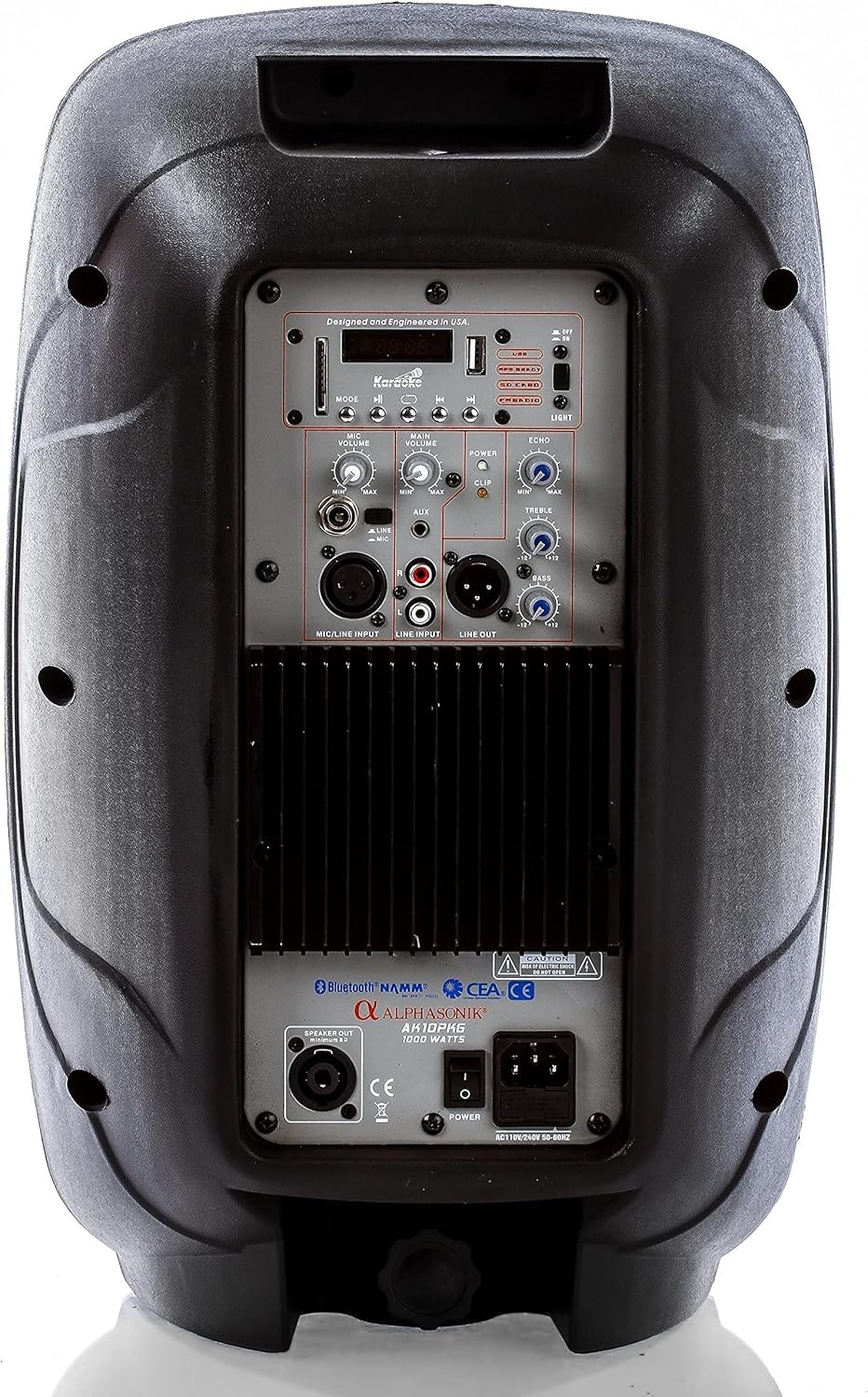 10" Powered 1000W DJ Speakers with Bluetooth USB SD Card AUX MP3 FM Radio PA System LED Lights Karaoke Mic E9915