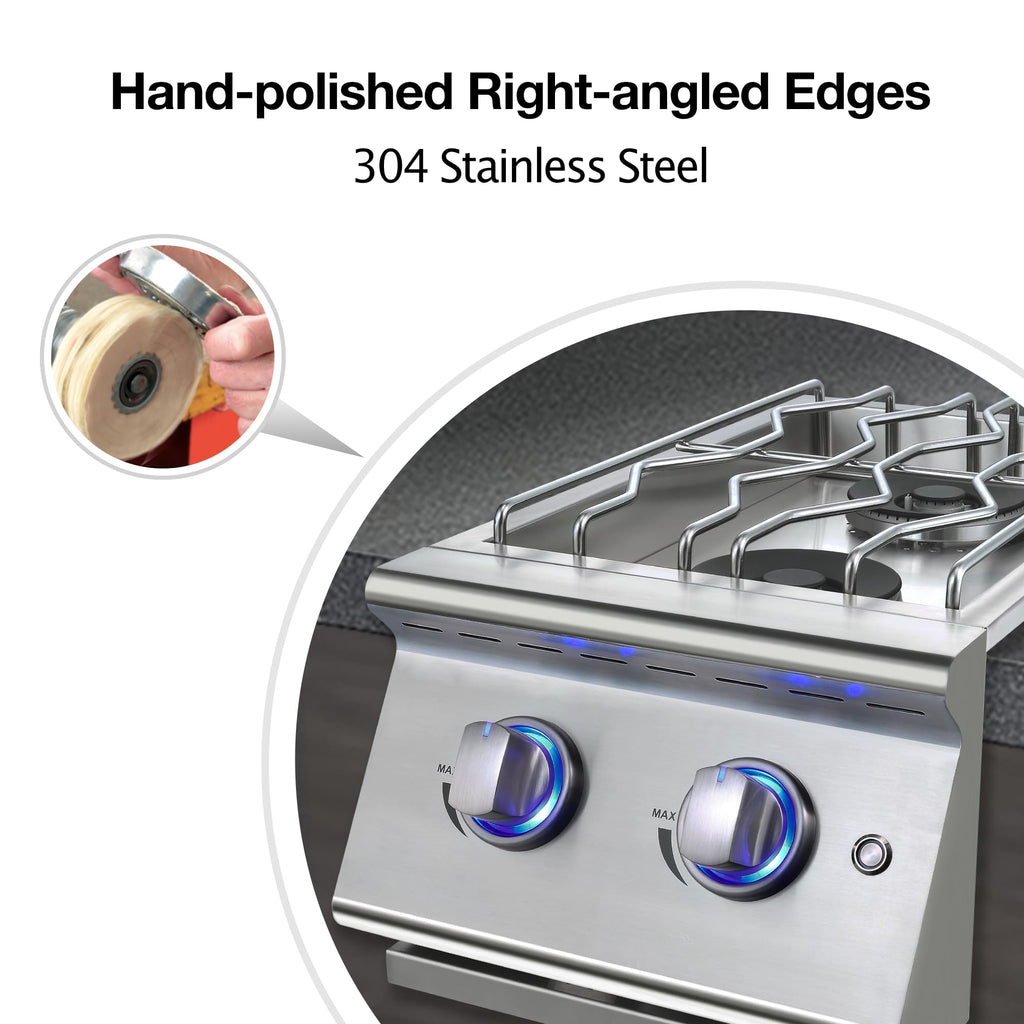 Double Grilling Side Burners 304 Stainless Steel 2 * 15,000BTU X6051