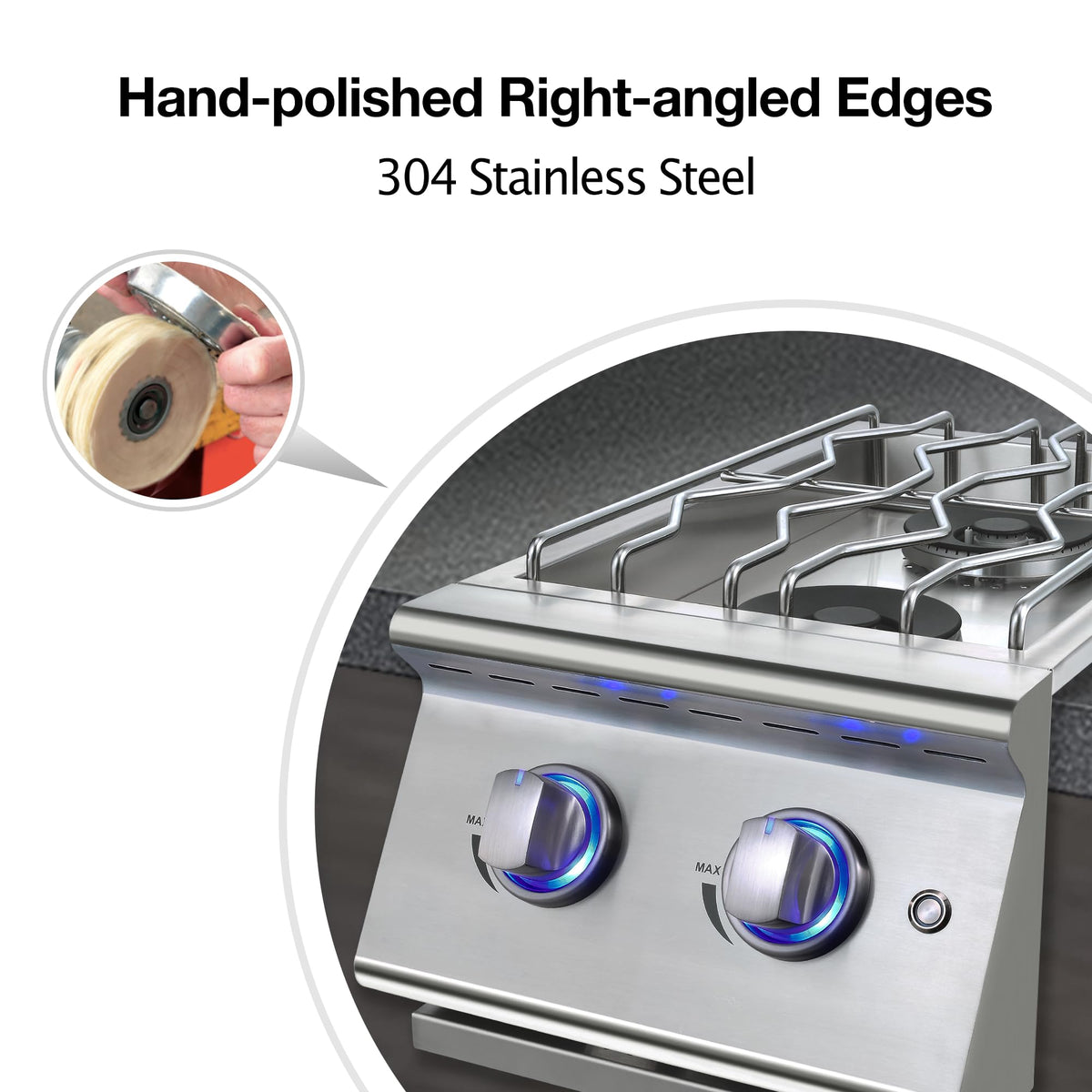 Double Grilling Side Burners 304 Stainless Steel 2 * 15,000BTU X6051