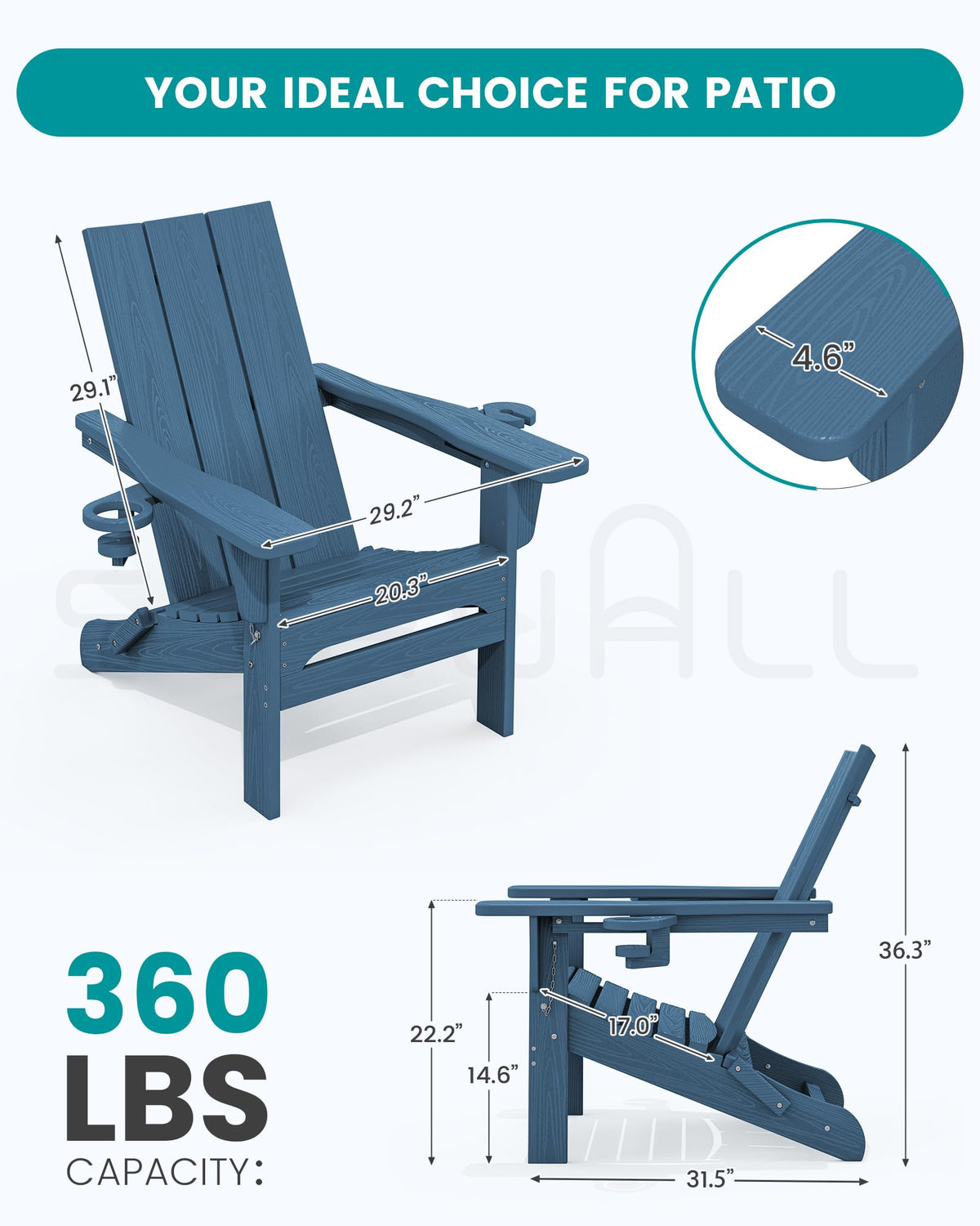 Blue Folding Adirondack Chairs Set of 6 U852172
