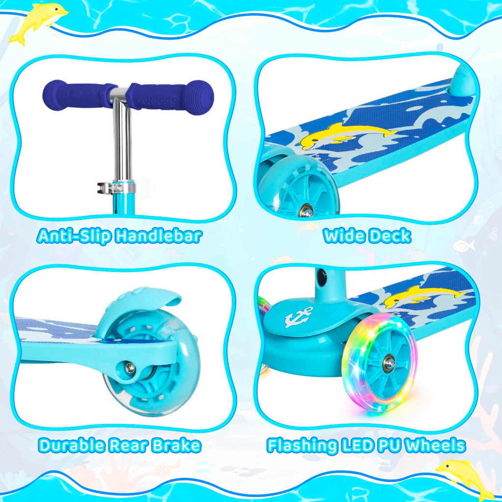 3-Wheel Toddler Kick Scooter with Light-Up Wheels Z38546