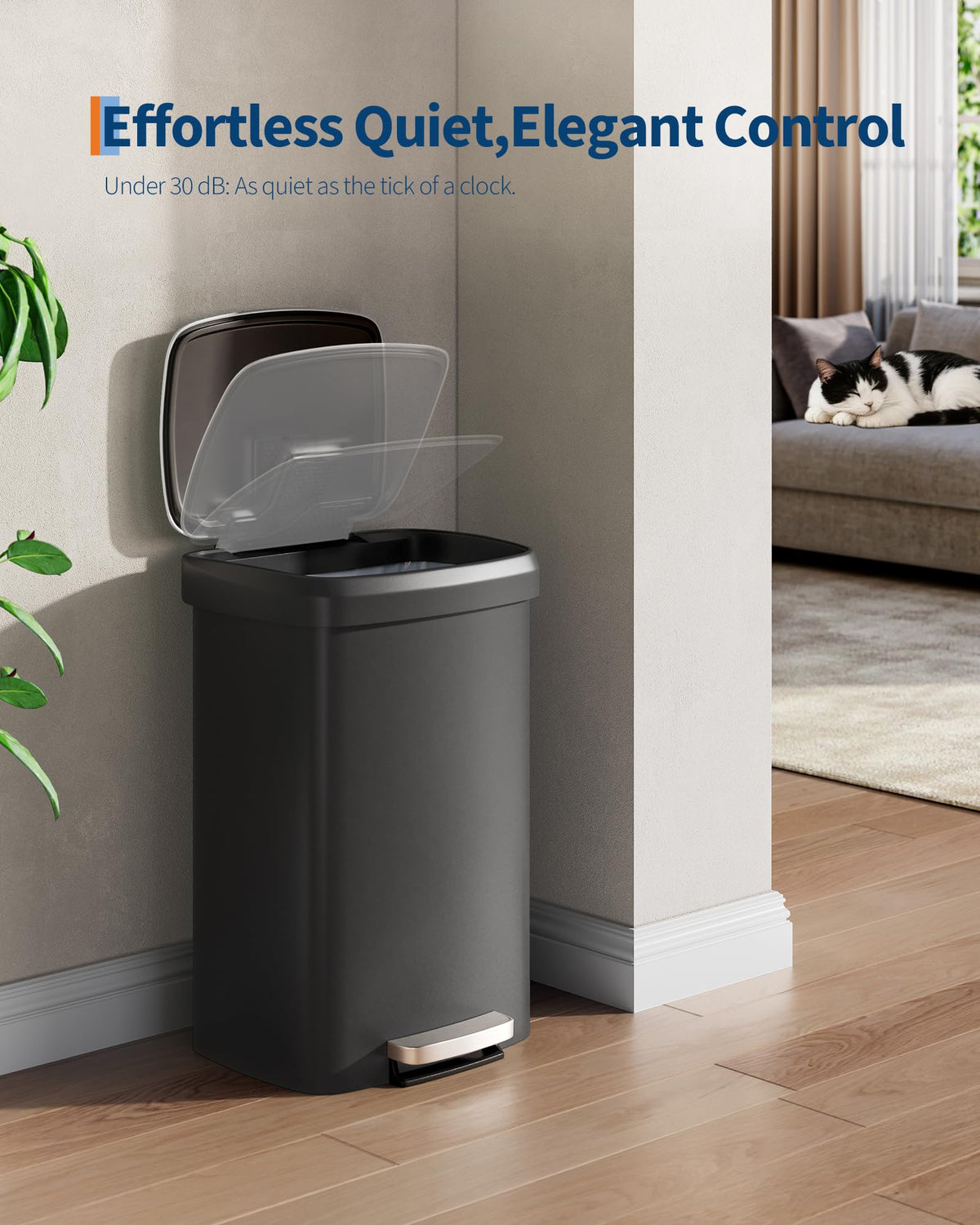 13 gal / 50 L Plastic Trash Can with Lid C893945