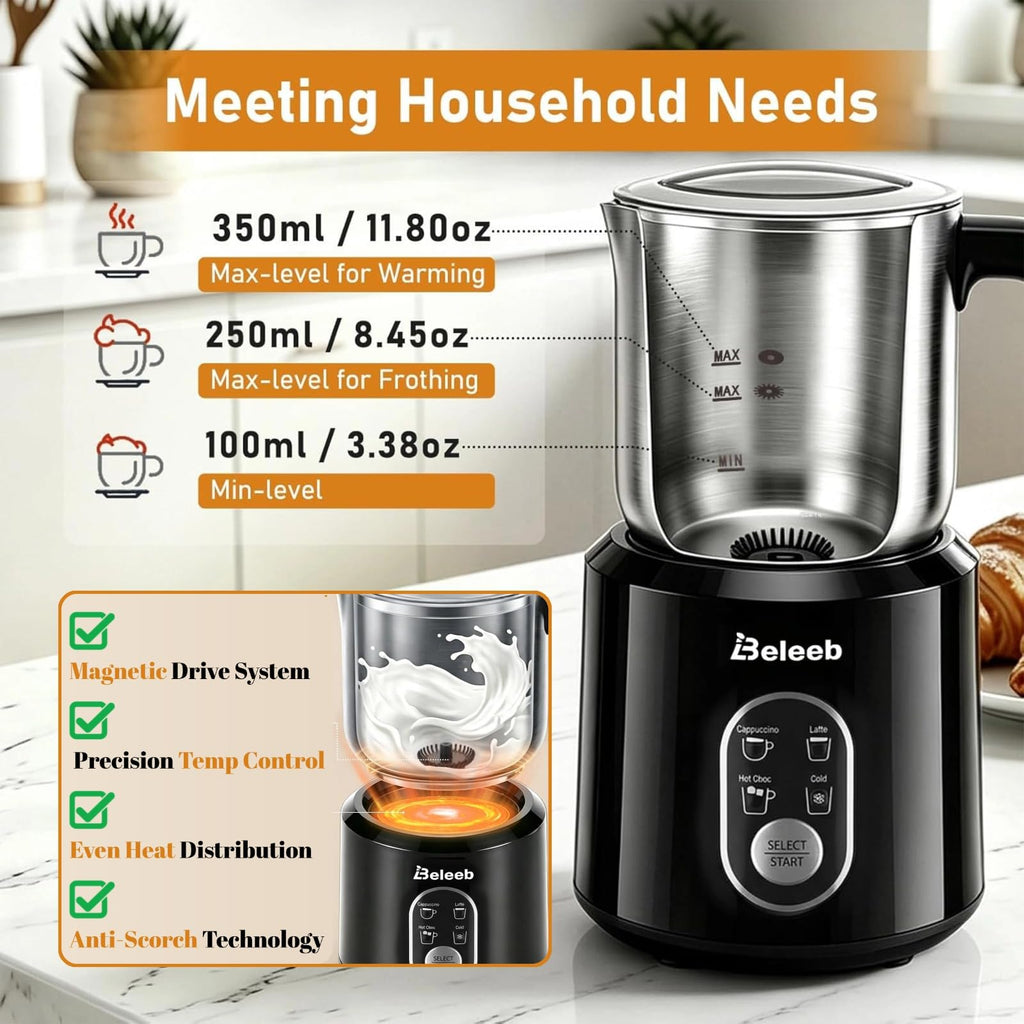 Detachable Milk Frother and Steamer 11.8oz D41013