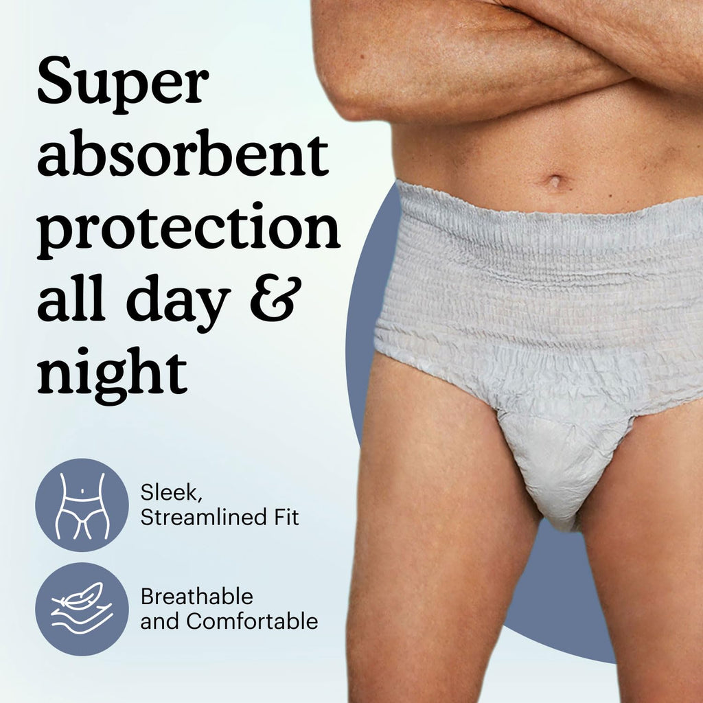 Maximum Incontinence Underwear for Men, Grey, Large, 80 Count F206