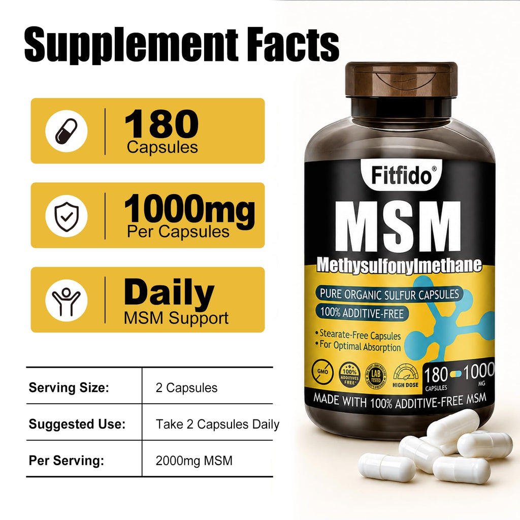 MSM Capsules 1000mg 180 Count A2079