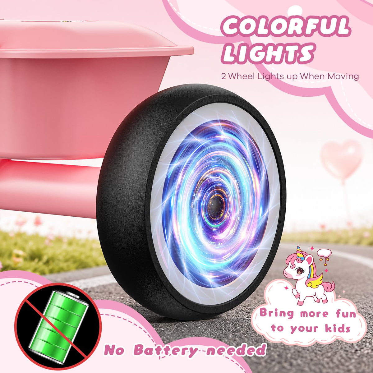 Pink Toddler Tricycle with Adjustable Seat and 2 Basket G528973
