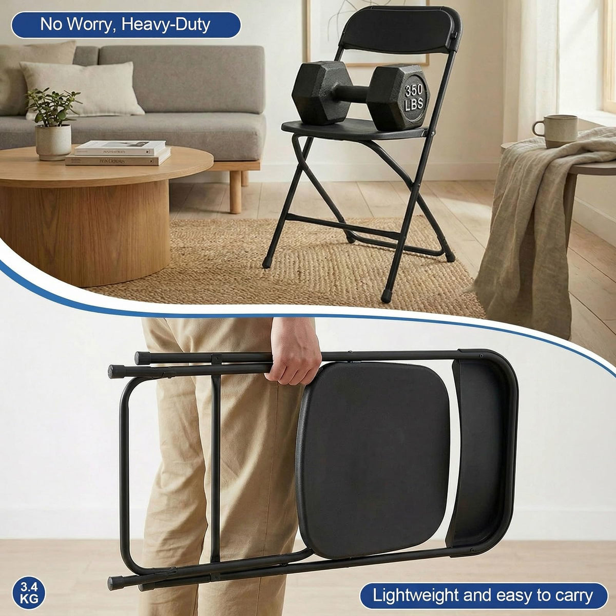 Black Plastic Folding Chairs T89387
