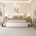 Full Size Bed Frame with LED Light and Storage Drawers N8486