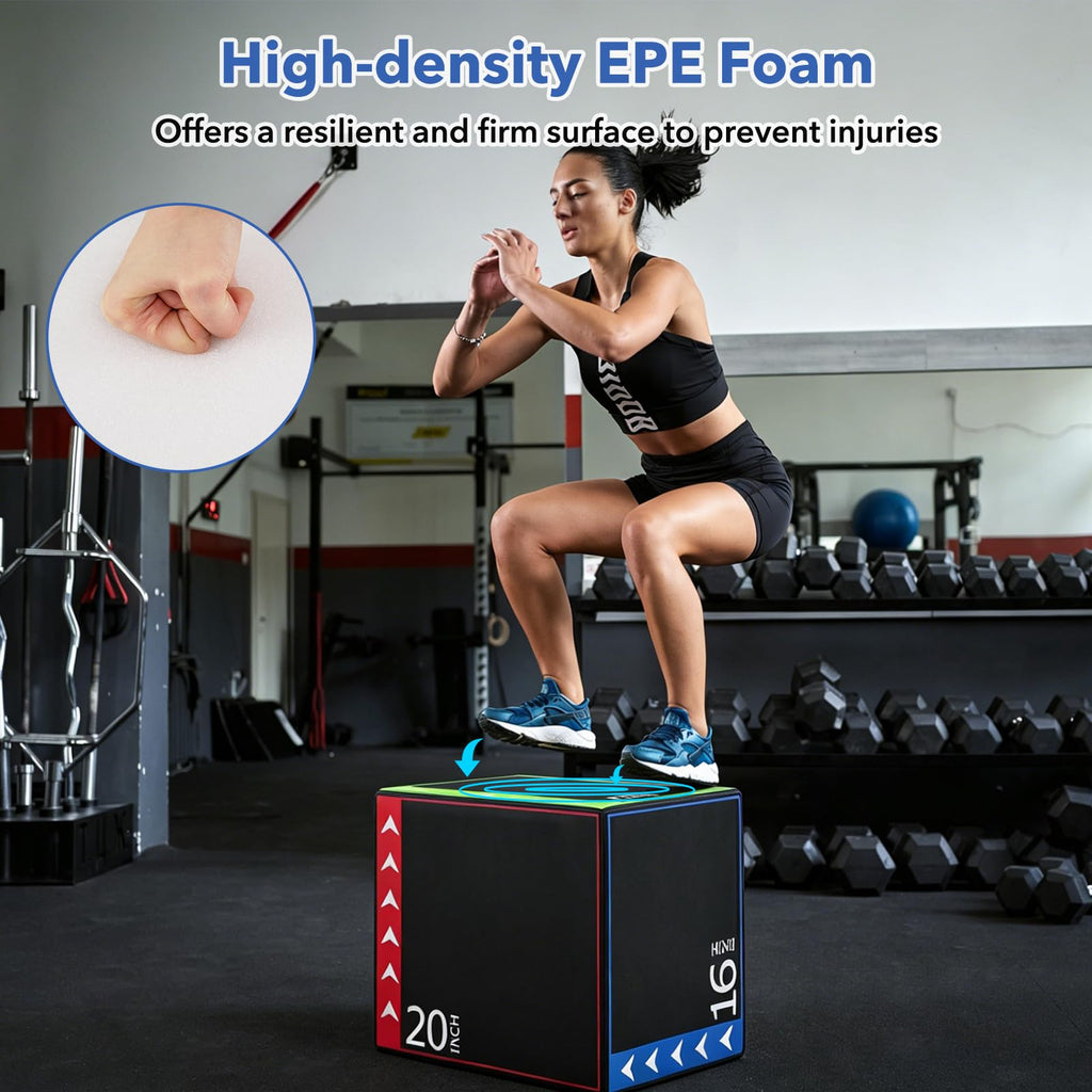 3 in 1 Plyometric Jump Box 16/20/24 Inch Soft Foam M696