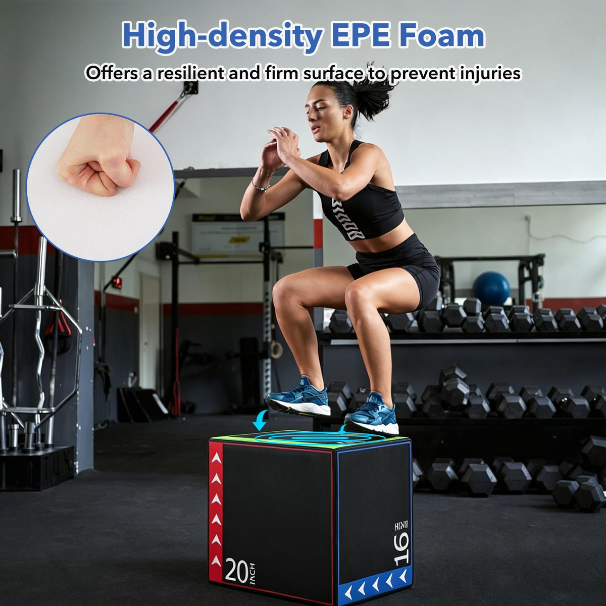 3 in 1 Plyometric Jump Box 16/20/24 Inch Soft Foam M696