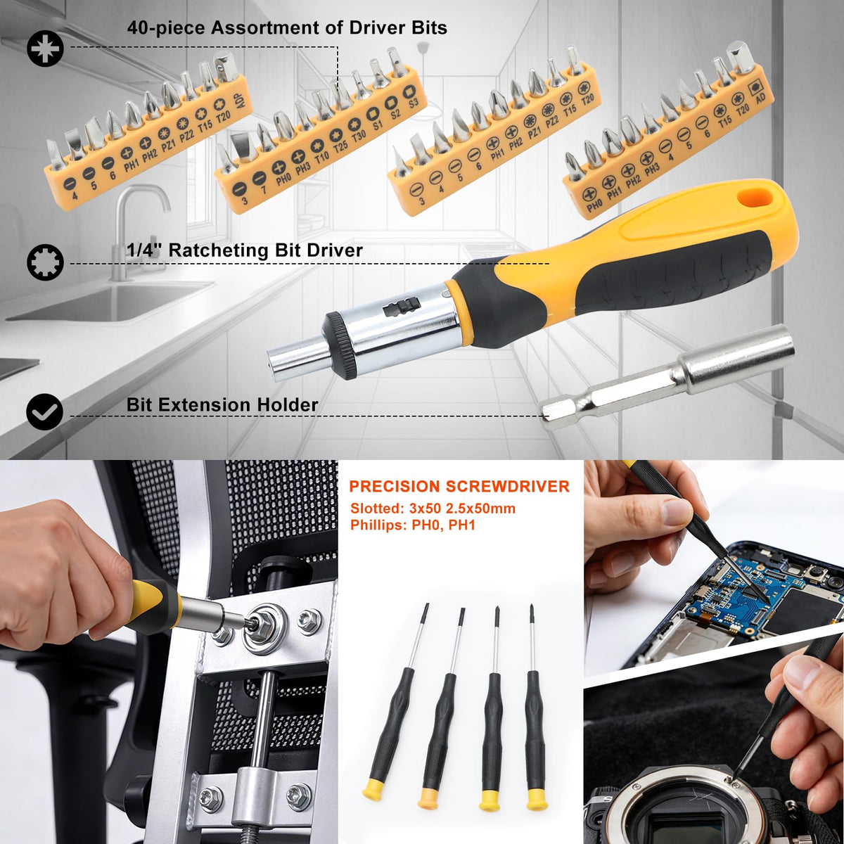 199 Piece Tool Kit with Socket Wrench Tool Box Case K979