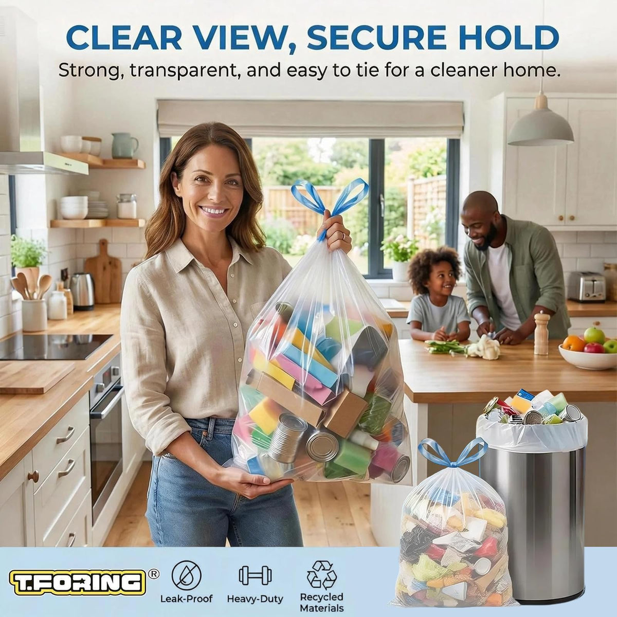 8 Gallon Drawstring Trash Bags 1.2 Mil Unscented 150 Count Y1761