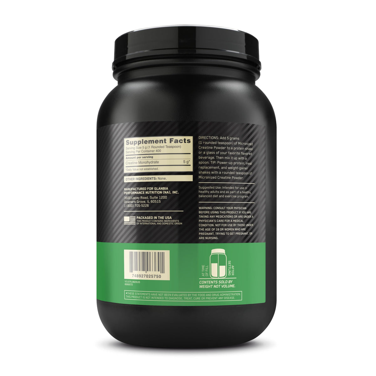Unflavored Micronized Creatine Monohydrate Powder 400 Servings C6656