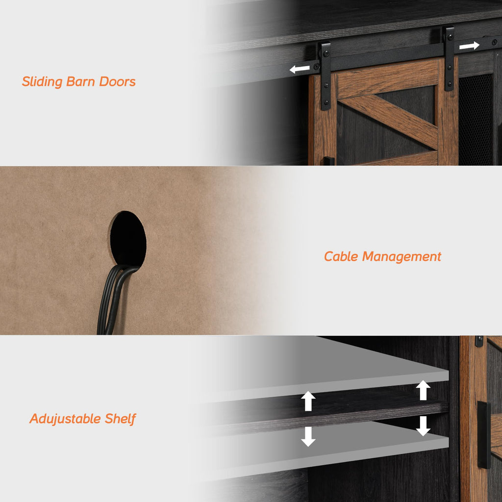 Dark Walnut Black Entertainment Center F3119