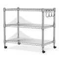 Heavy Duty 3-Shelf Chrome Steel Shelving Unit with Wheels H483