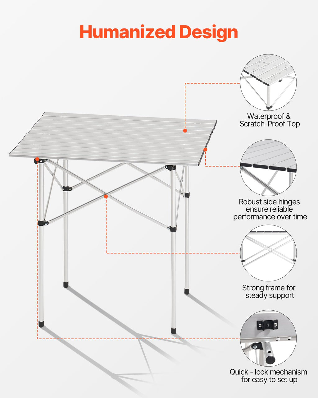 Folding Camping Table 28 inch Silver E2361