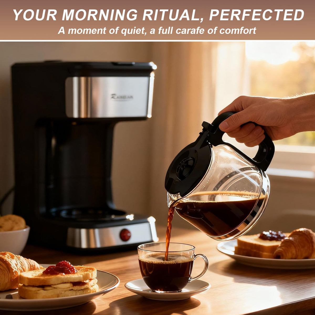 12-Cup Drip Coffee Maker with Glass Carafe Y7372