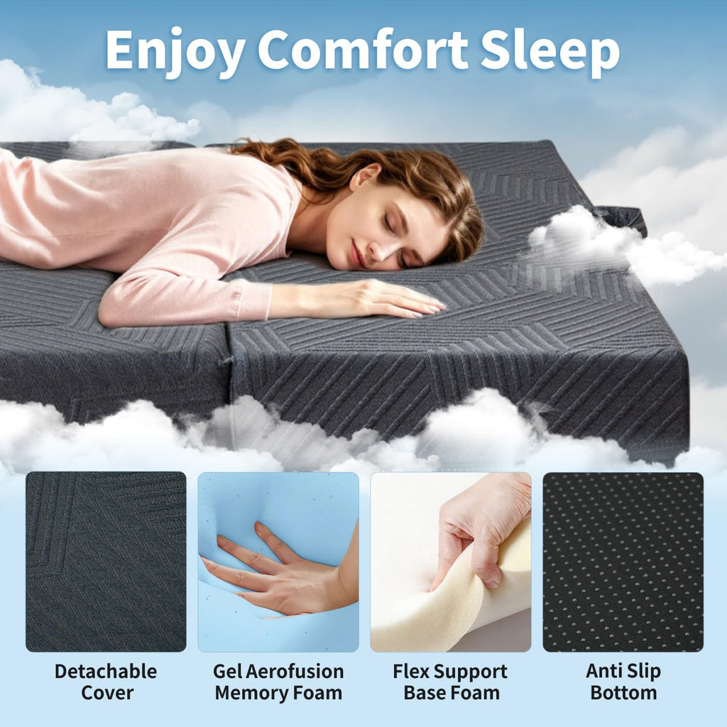 6 Inch Foldable Memory Foam Mattress Queen Size N3238