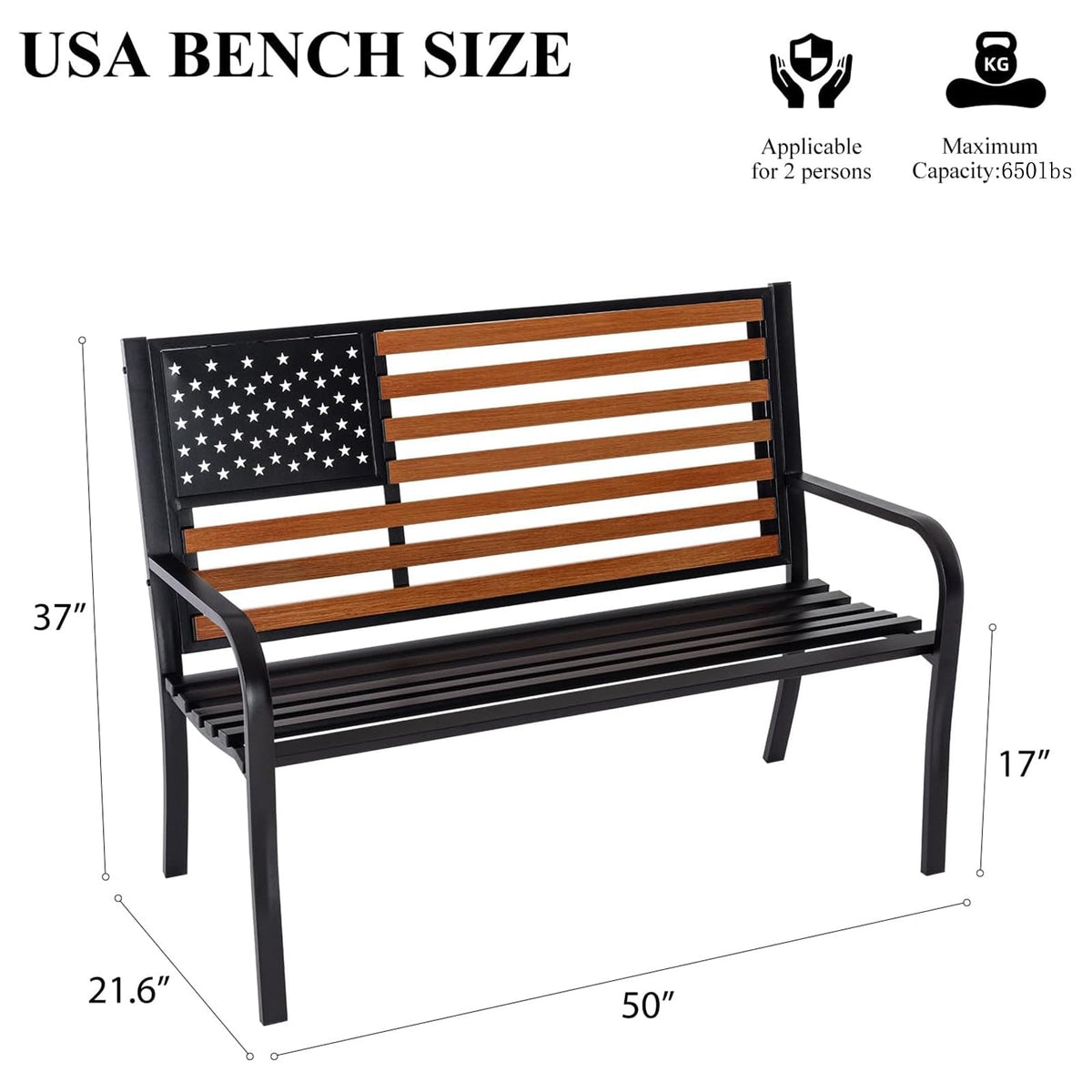 50" Outdoor Garden Bench with Weatherproof Seat A16196