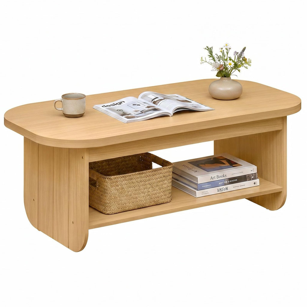 2-Tier Oval Coffee Table with Storage Shelf F89792
