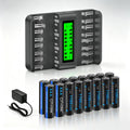 16 Pack AAA 1100mAh NiMH Batteries with 16 Bay LCD Battery Charger M4883