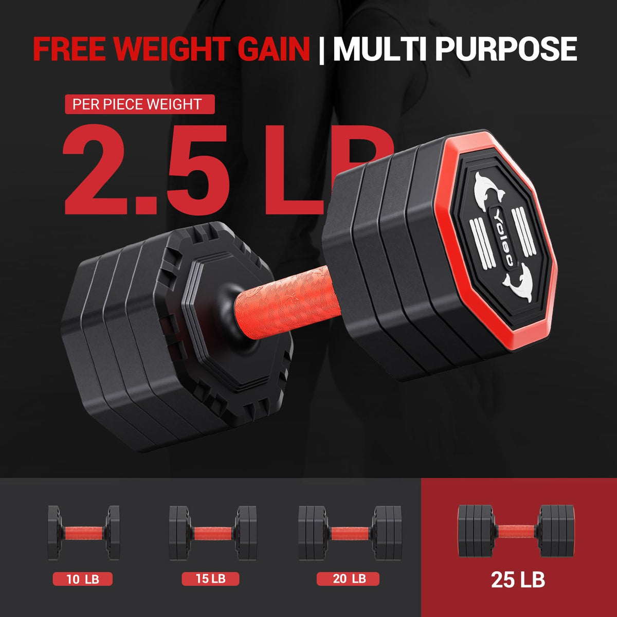 Adjustable Dumbbell Set 10/15/20/25 lb Z56303