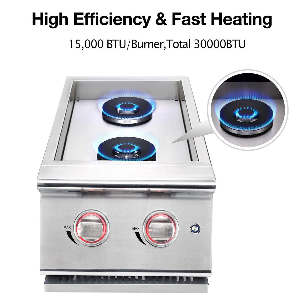 Double Grilling Side Burners 304 Stainless Steel 2 * 15,000BTU X6051