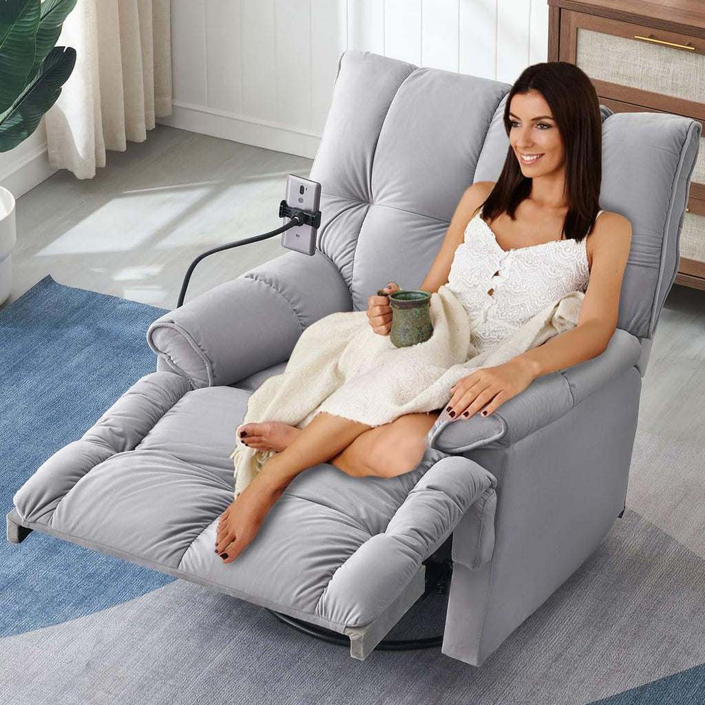 Gray Velvet Recliner Chair L776924