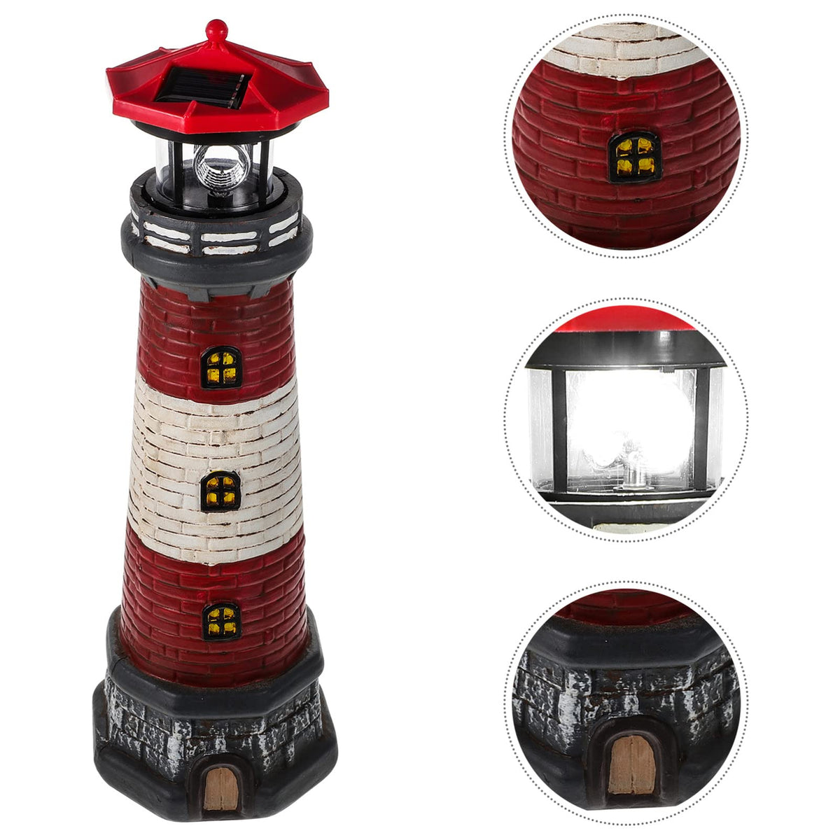Solar Lighthouse Statue with Solar Light Waterproof Outdoor Decor B3050