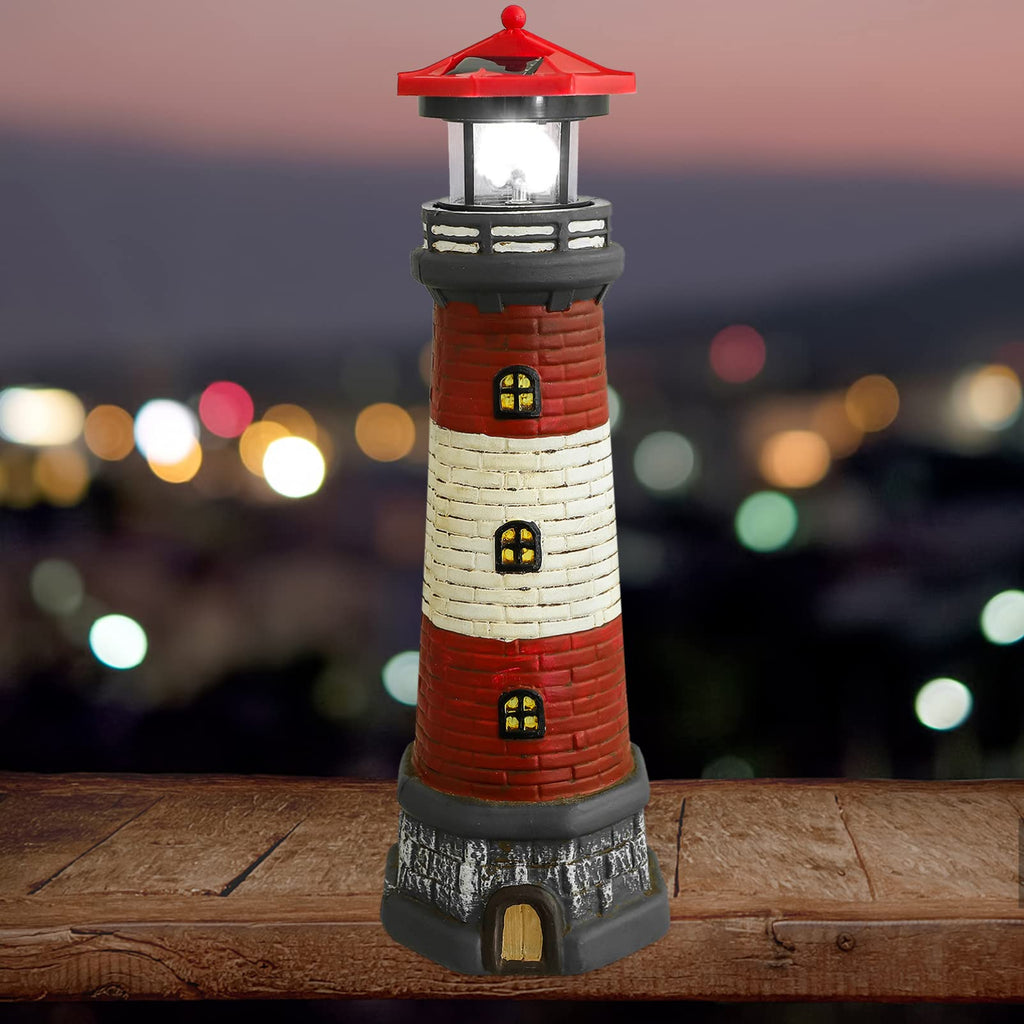 Solar Lighthouse Statue with Solar Light Waterproof Outdoor Decor B3050