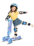 2-in-1 Folding Kick Scooter with Removable Seat and 3 PU Light-Up Wheels T1174