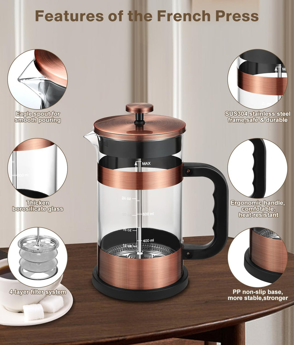34 Ounce Stainless Steel French Press Coffee Maker B303