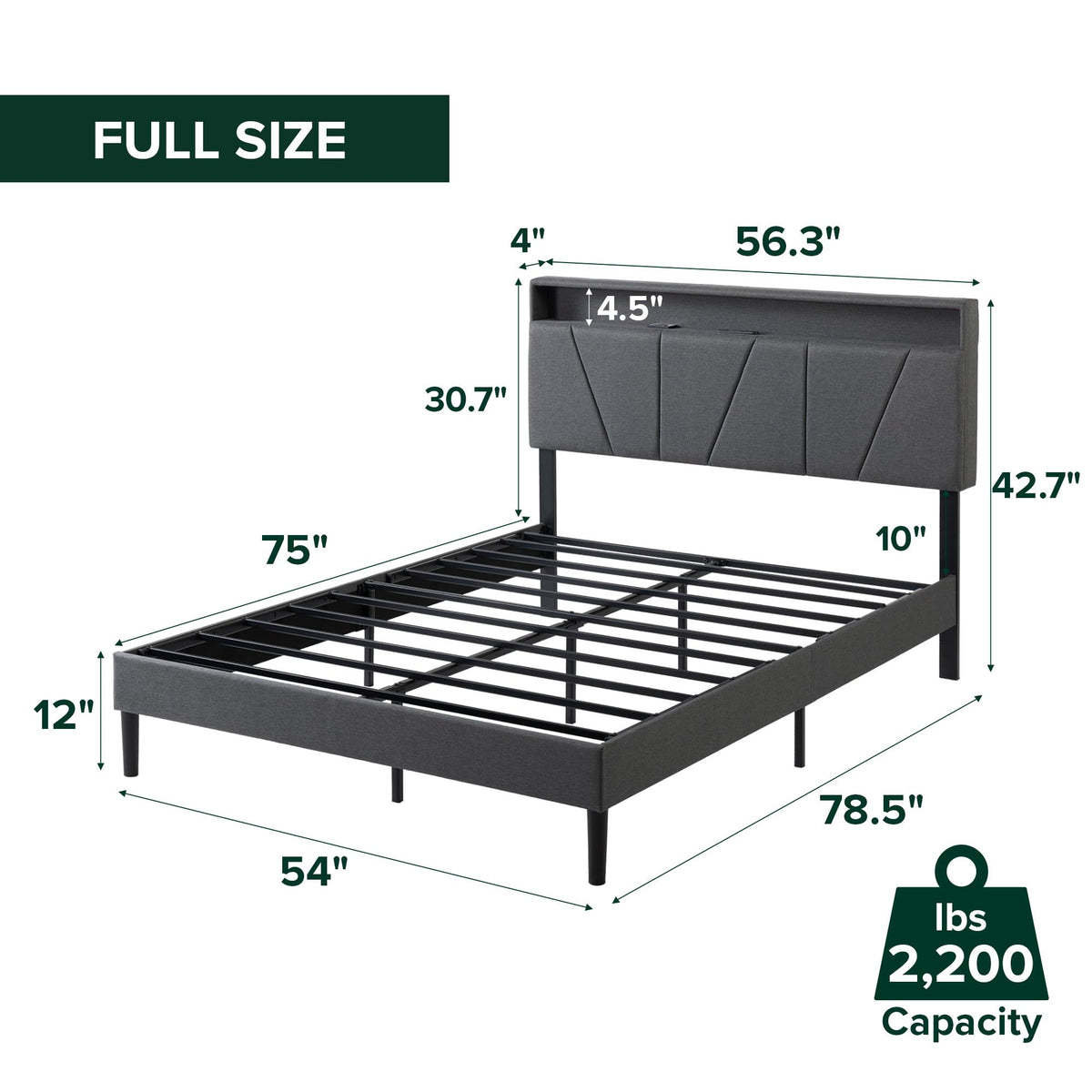 Upholstered Platform Bed Frame Full U7857