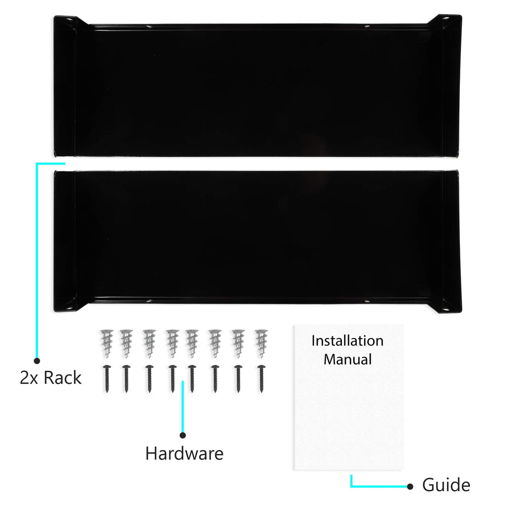 Black Set of 2 U Shape Wall Mount Metal Shelf O132191