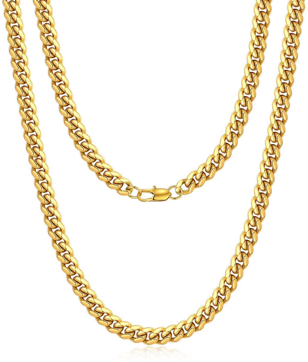 Cuban Link Chain 4mm 6mm 10mm 18K Gold Plated 316L Stainless Steel Necklace P703