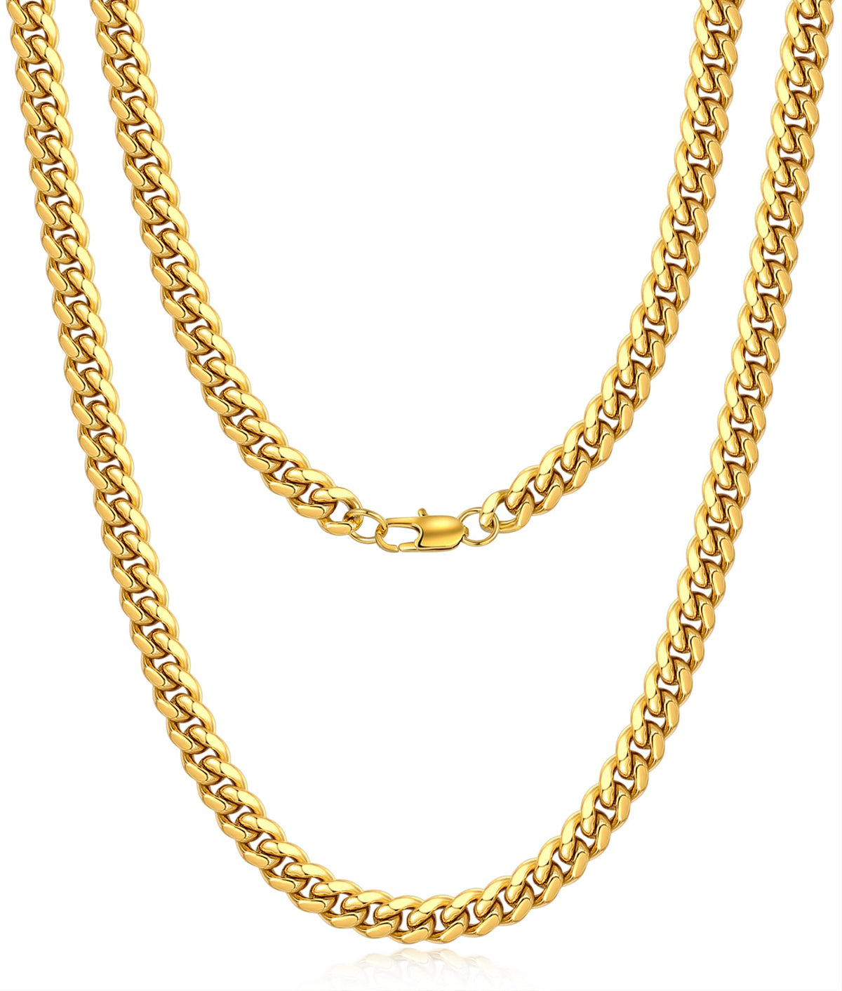 Cuban Link Chain 4mm 6mm 10mm 18K Gold Plated 316L Stainless Steel Necklace P703