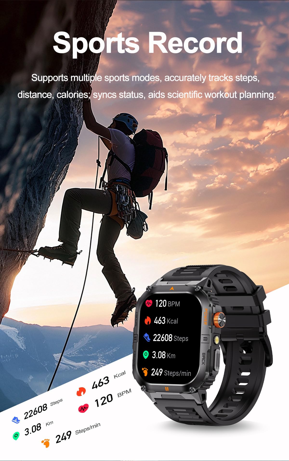 Military Smart Watch with Bluetooth Calling, Heart Rate Monitor, Sleep Tracking, Camouflage Green Q78350