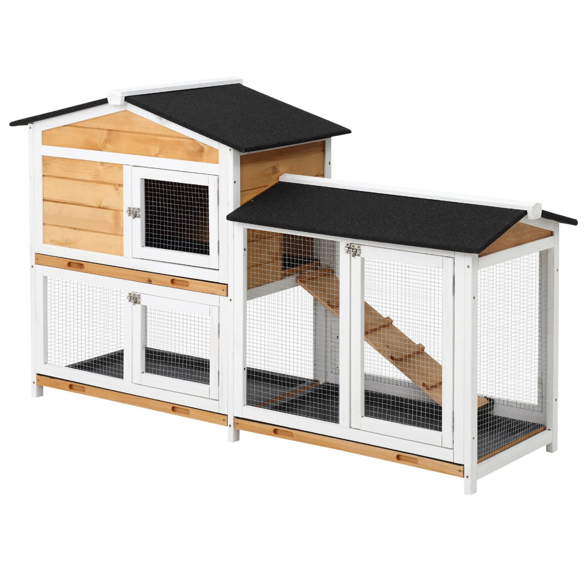 2-Story Wooden Rabbit Hutch with Ramp T7799