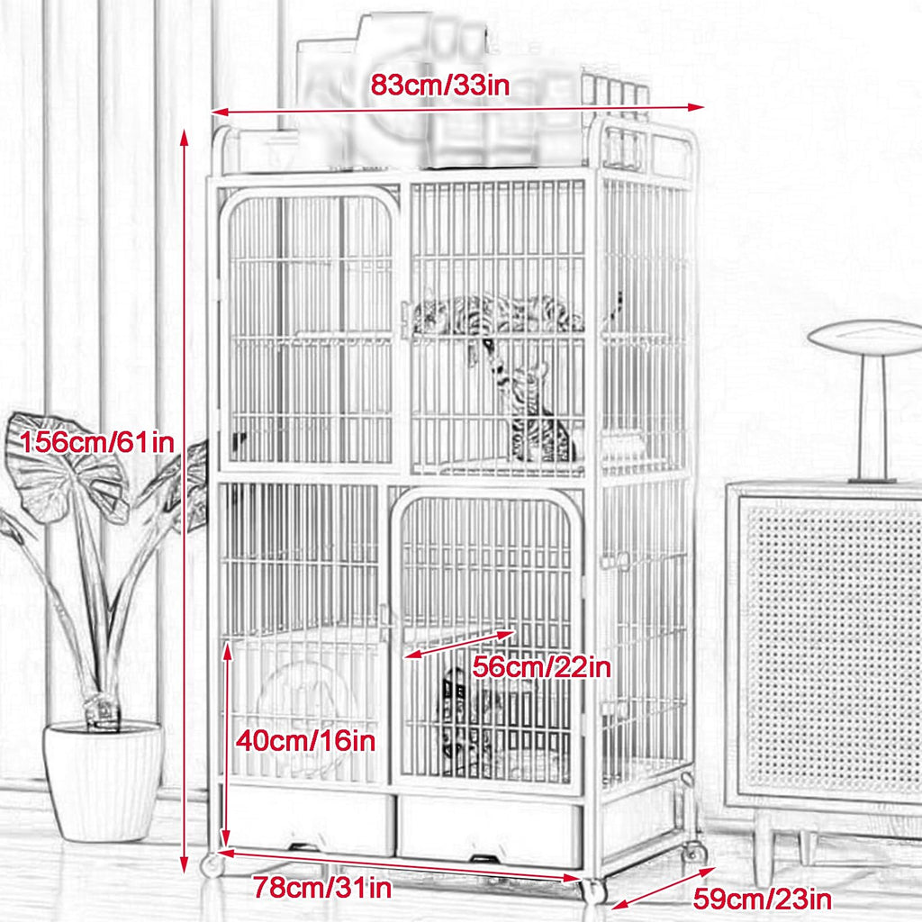 White 4 Tier Cat Cage with Litter Box A8414