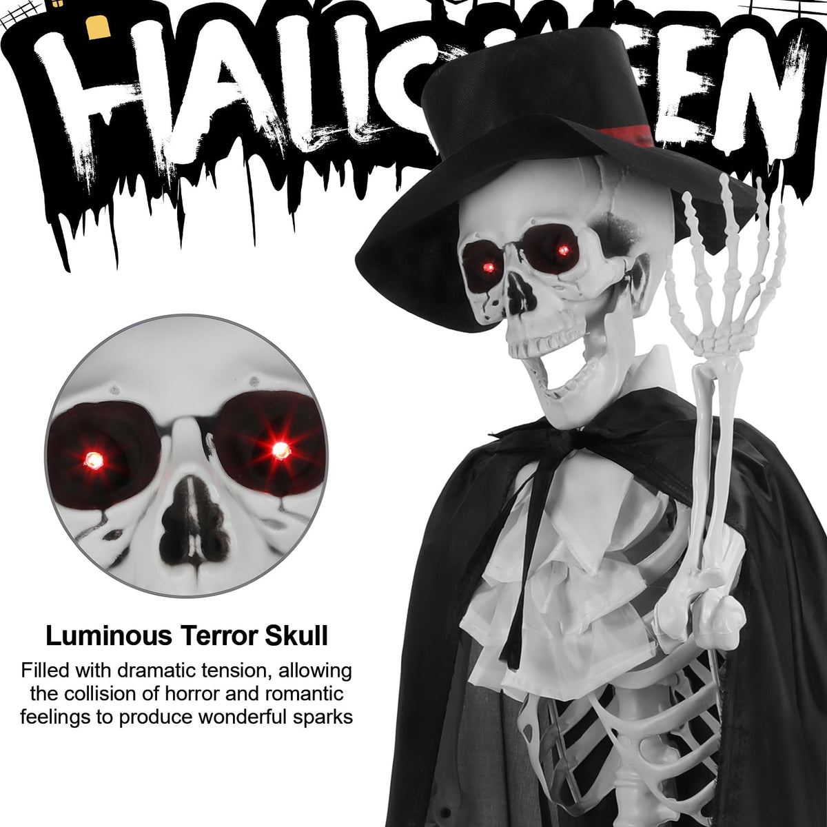 Halloween Skeleton Decor, 5.4 ft Posable C361