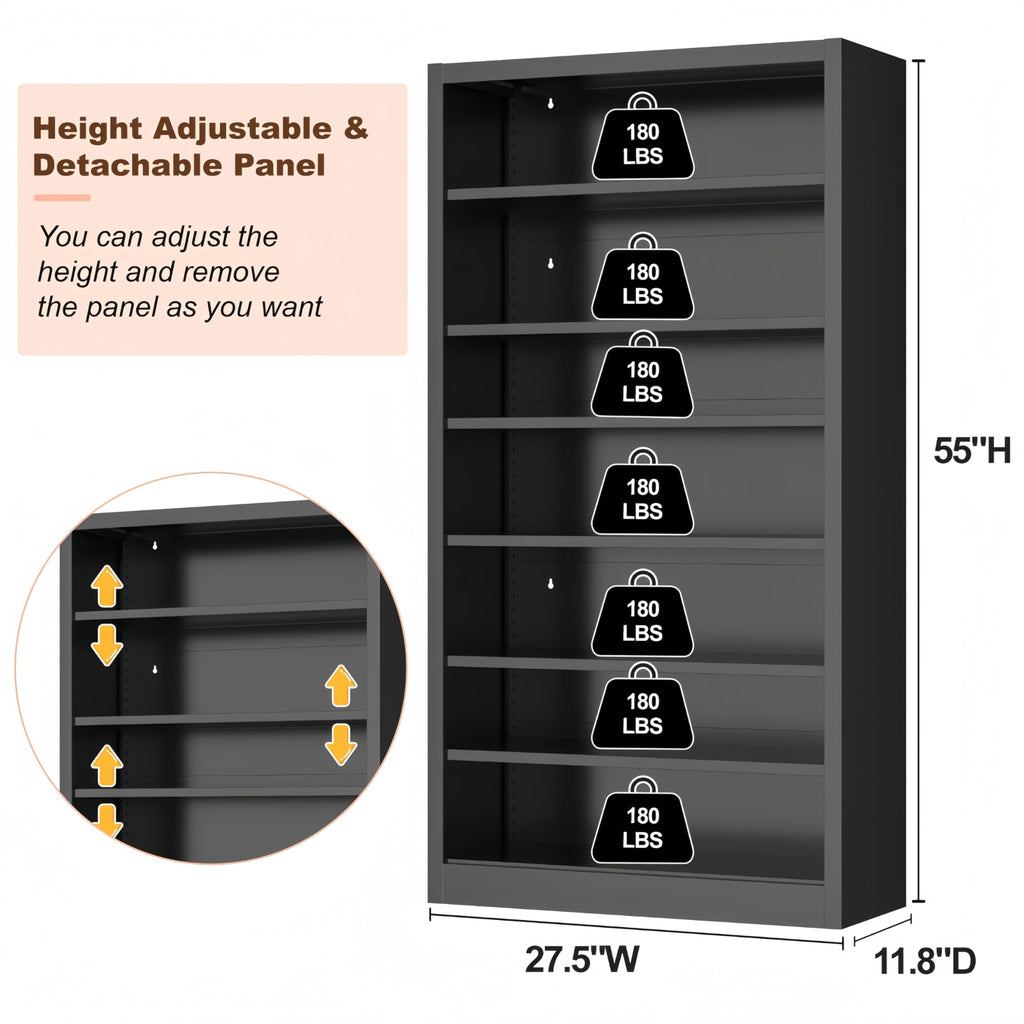 55" Metal Media Storage Cabinet with 6 Adjustable Shelves Q9015