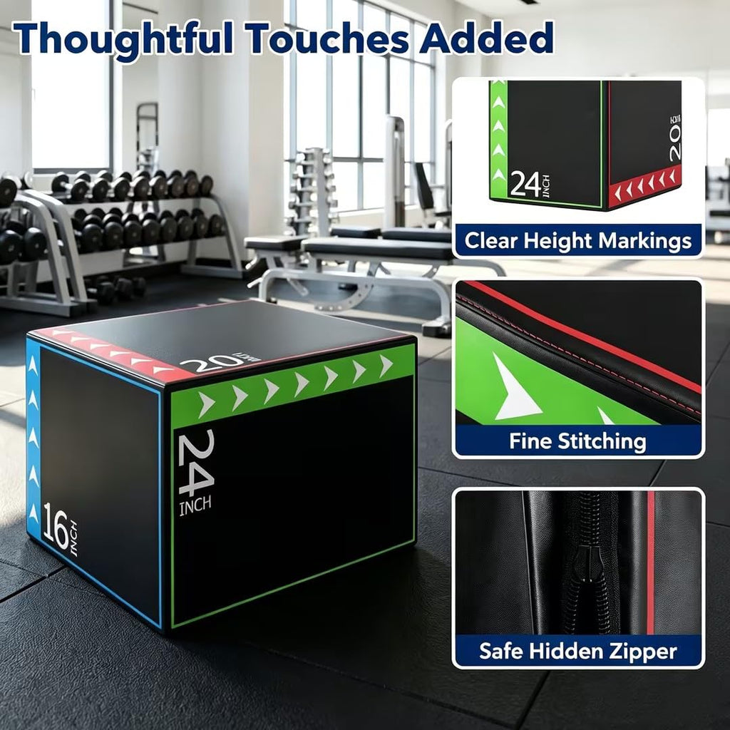 3 in 1 Plyometric Jump Box 16/20/24 Inch Soft Foam M696