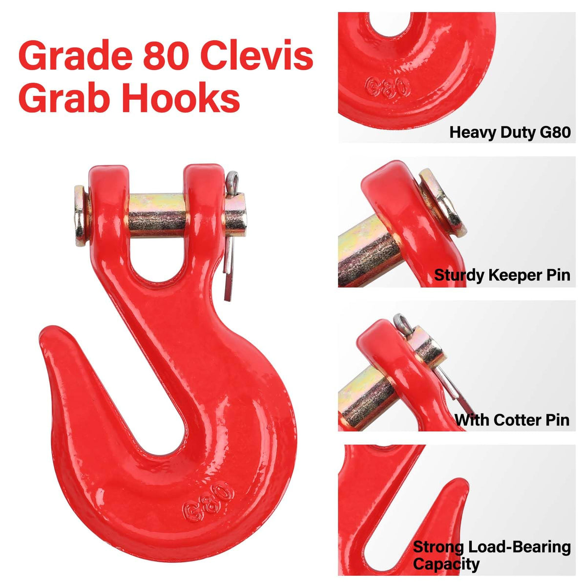 3/8'' Red Powder Coating Grade 80 Clevis Grab Hook H7618
