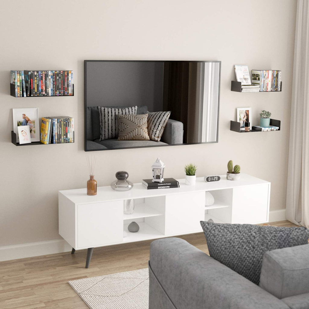Black Set of 2 U Shape Wall Mount Metal Shelf O132191