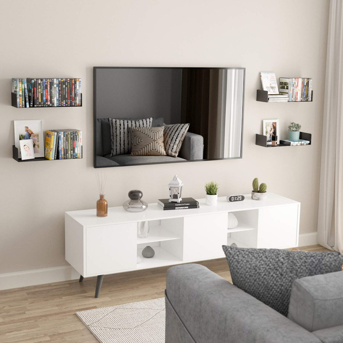 Black Set of 2 U Shape Wall Mount Metal Shelf O132191