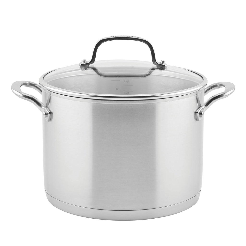 Stainless Steel 3-Ply Base Induction Stock Pot with Lid, 8-Quart F851